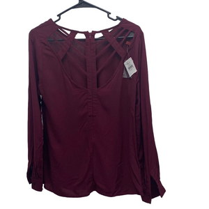 NWT Buckle Rhododendrom Open Back Sheer Blouse Size Small Scoop Neck BKE